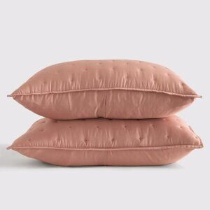 NWOT Quince Bamboo Quilted Standard Queen Sham Set in Clay Set of 2